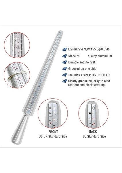 Yüzük Boyutu Ölçüm Alet Seti Metal Mandrel Halka Solizer Parmak Boyutu Çubuk Tel Şartı Halka Alet Mücevher Yapım Kiti (Yurt Dışından) modelleri