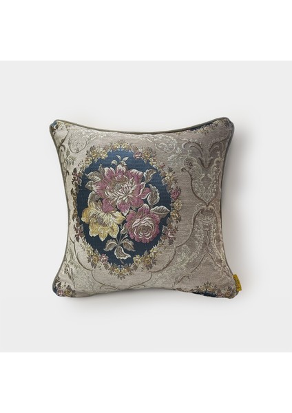 "royal" Dokulu Çiçek Desenli Kırlent - 45X45