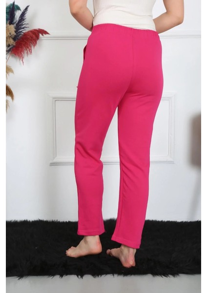 Kadın Pamuk Cepli 3 Iplik Alt Eşofman Fuşya fırsatları