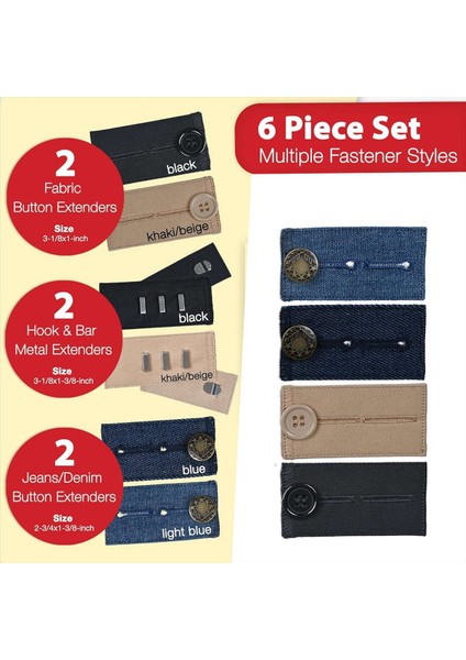 Pantolon Için Düğme Genişletici Beller ve Kadınlar Için Pantolon Için Genişleticiler (6 Parçalı Çoklu Stil) Kot Düğme Genişletici (Yurt Dışından) indirimleri