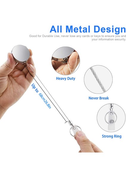 6pcs Geri Çekilebilir Çekilebilir Anahtar Halka Kimliği Rozeti Korucu Ad Etiket Kart Tutucu Geri Yalnız Kemer Klibi (Yurt Dışından) fırsatları