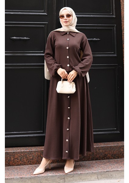 Gömlek Yaka Tesettür Tunik Etek Ikili Takım 0223-04 Kahverengi fiyatları