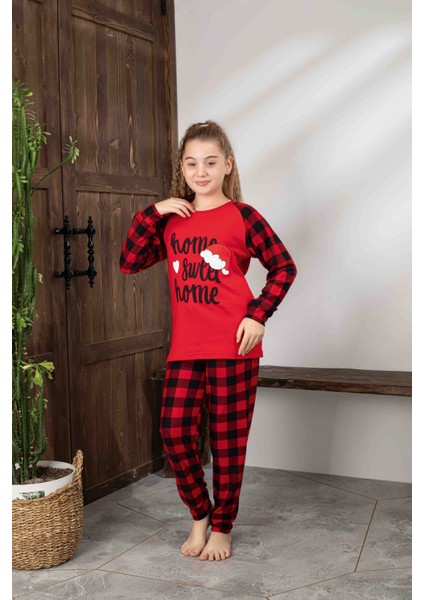 Anne-Kız Kombin Yapılabilir Uzun Kollu Ekoseli Yılbaşı Konsept Aile Bağı Pijama TAKIMI-3254 fırsatları