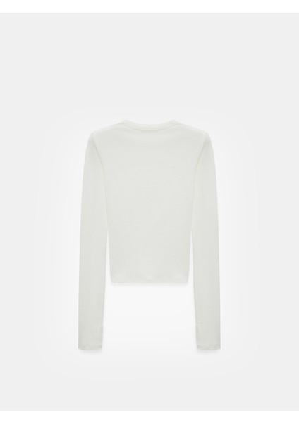 32319 Modal Karışımlı Uzun Kollu Top-Ekru