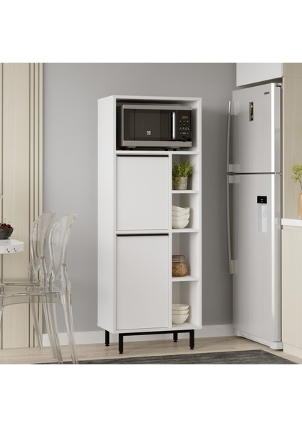 Bohem Mutfak Kiler Dolabı Mikrodalga 2 Kapaklı Raflı Metal Ayaklı Beyaz BOH10A-W fiyatları