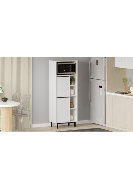 Bohem Mutfak Kiler Dolabı Mikrodalga 2 Kapaklı Raflı Metal Ayaklı Beyaz BOH10A-W modelleri