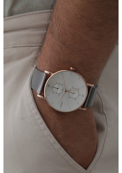 Rose Kasalı Gri Hasır Metal Erkek Kol Saati fiyatları