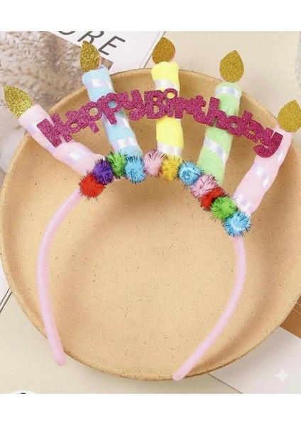 Doğum Günü Konseptli Simli Happy Birthday Yazılı Mum Figürlü Taç indirimleri