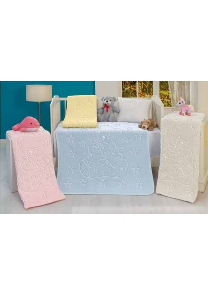 Mink Mavi Bebek Battaniyesi - Kalın Kışlık Yeni Doğan Battaniye