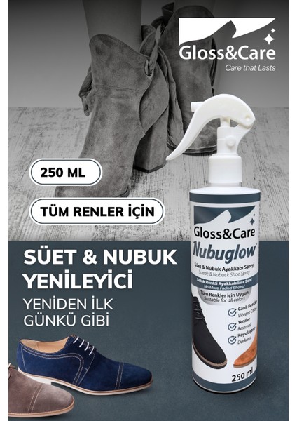 Nubuglow™ Süet Nubuk Ayakkabı Yenileme Spreyi Bot Çanta Renk Canlandırıcı ve Koruyucu Sprey 250 ml