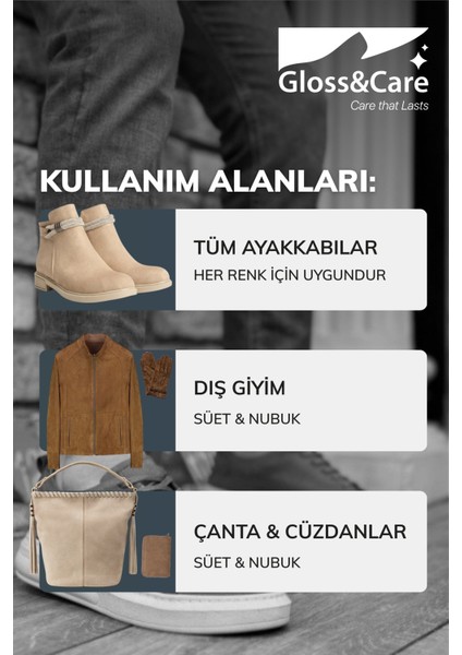 Nubuglow™ Süet Nubuk Ayakkabı Yenileme Spreyi Bot Çanta Renk Canlandırıcı ve Koruyucu Sprey 250 ml modelleri