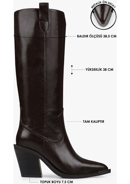 Kadın Axor Kahve Cilt Kovboy Çizme fiyatları