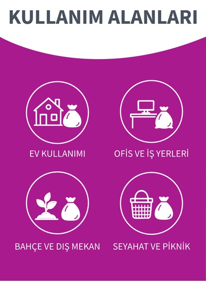 Büzgülü 10'lu Çöp Torbası Vanilya Kokulu Büyük Boy 65 x 70 cm Beşli Paket fırsatları