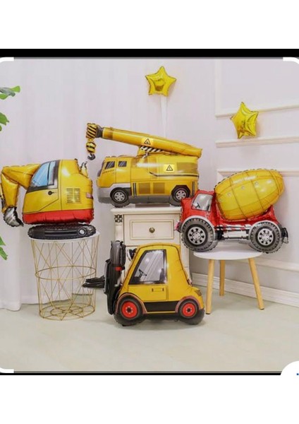 Doğum Günü Inşaat Konsepti Folyo Balon 4 Lü Set