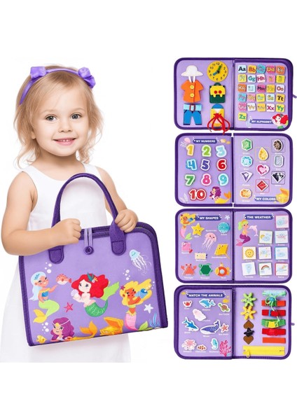 Montessori Keçe Aktivite Çantası | Busy Book | 8’i 1 Arada