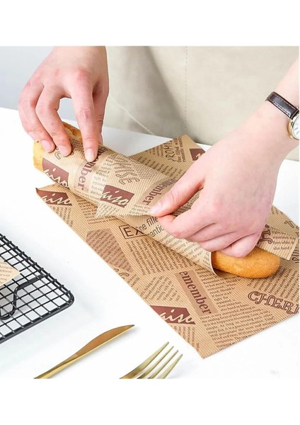 50 Adet Karışık Vintage Desenli Sunum Kağıdı Yağlı Kağıt | Sandviç Kağıdı