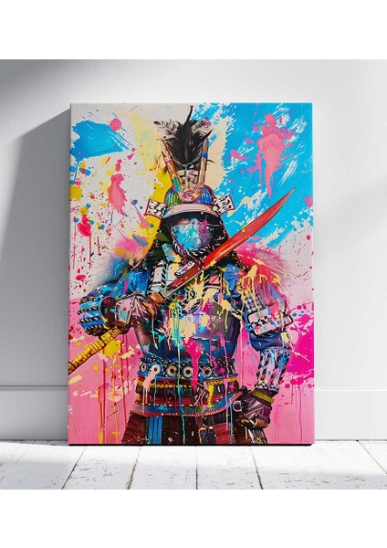 Renkli Samuray Portresi Kanvas Tablo