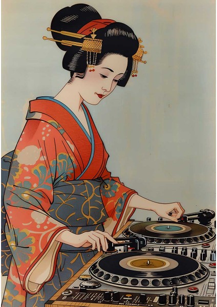 Geisha Dj Sanatı Kanvas Tablo fiyatları