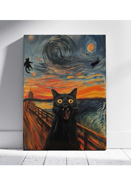 Munch’ın Kedisi Sanat Parodisi Kanvas Tablo