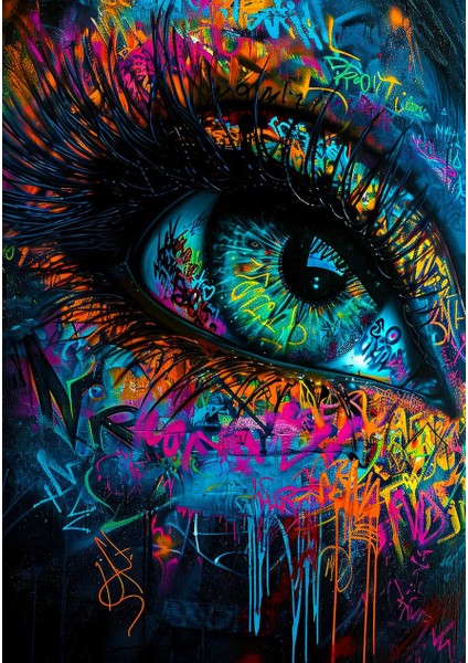 Neon Bakışın Gücü Kanvas Tablo Duvar Resim fiyatları