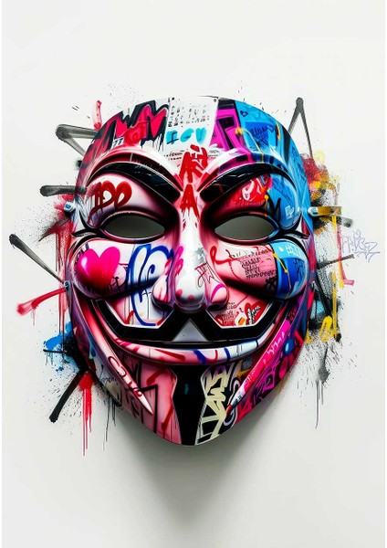 Anonim Maske Graffiti Kanvas Tablo Duvar Resim fiyatları