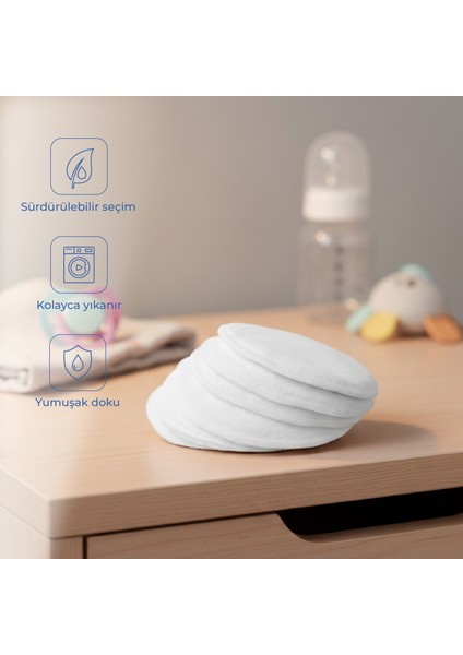 Yıkanabilir 6'lı Kumaş Göğüs Pedi