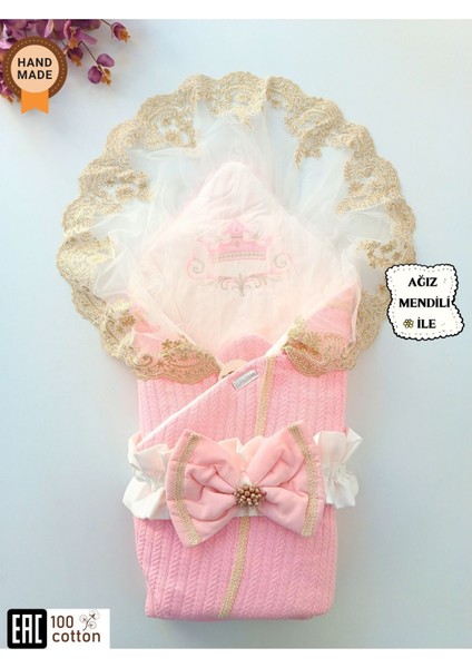 Triko Örgü Bebek Batttaniyesi Kundağı Kalın Dantelli Yenidoğan Hastane Çıkışı Hediyelik