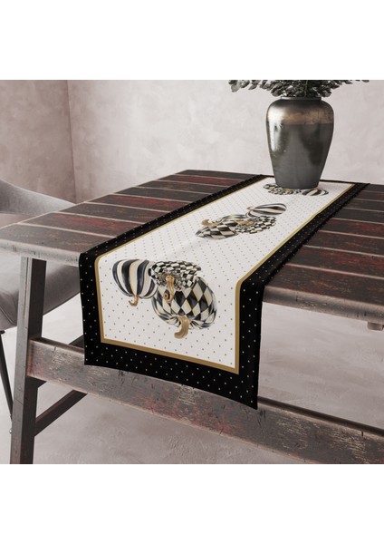 Özel Tasarım Modern Leke Tutmaz Kumaş Kenarları Dikişli Dekoratif Masa Örtüsü Runner 45×100 cm