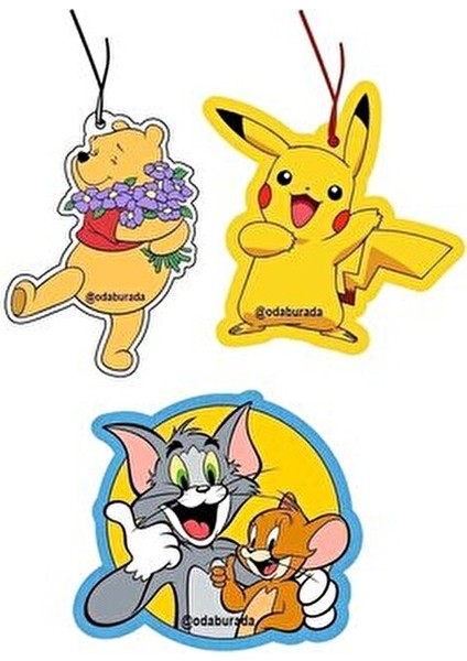 3'lü Çizgi Film Set Dekoratif Oto Kokusu ve Aksesuarı Canlı Renkli Tasarım fiyatları