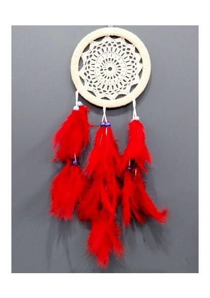 Kırmızı Kuş Tüylü Dream Catcher El Yapımı Düş Kapanı Duvar Süsü fiyatları