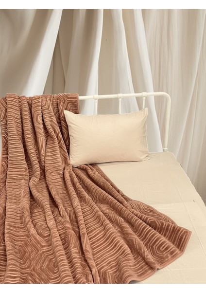 Tek Kişilik Battaniye Kalın Embos Kahve