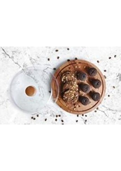 Swan 29 cm Şeffaf Kek Fanusu Ahşap Tabanlı Plastik Kapaklı Doğal Desenli fırsatları