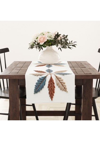 Nakış Desenli 3 Boyutlu Leke Tutmaz Kumaş Kenarları Dikişli Dekoratif Masa Örtüsü Runner 45×100 cm fiyatları