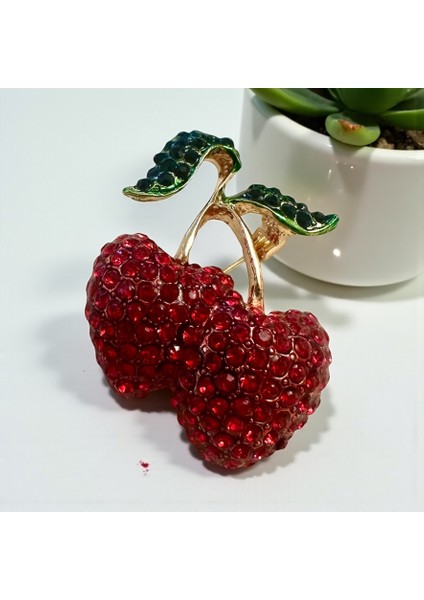 Kırmızı Renk Kiraz Broş