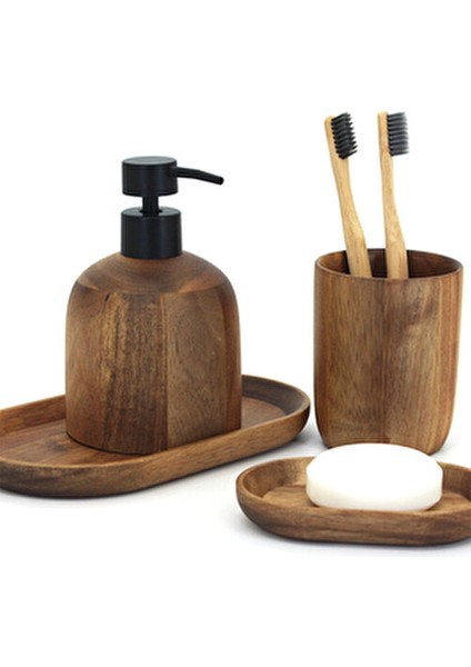 Alessi Akasya Banyo Seti 4 Parça Ahşap Malzemeden Şık Tasarım ve Suya Dayanıklı modelleri