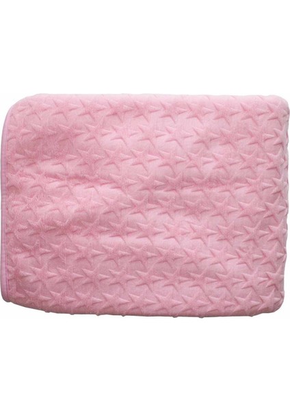 Pembe Yıldız Kabartmalı Kalın Peluş Battaniye 100*120 cm