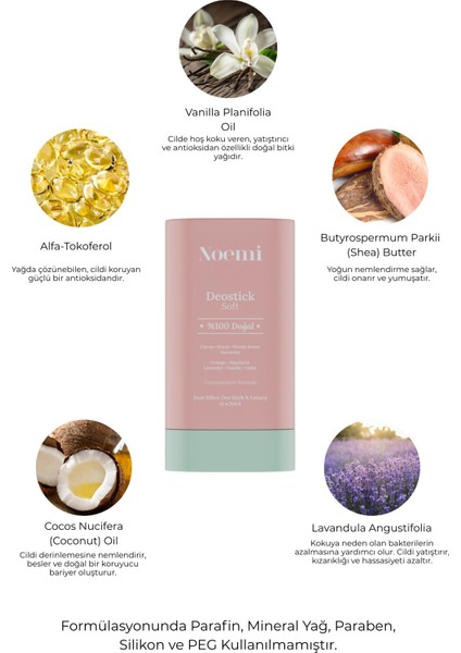 %100 Doğal Deo Stick / Roll On - Vanilya Kokulu ve Nemlendirici Etkili - 20ML – Soft