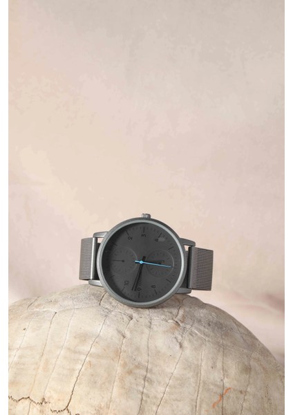 Hasır Örgü Kordonlu Antrasit Erkek Kol Saati modelleri