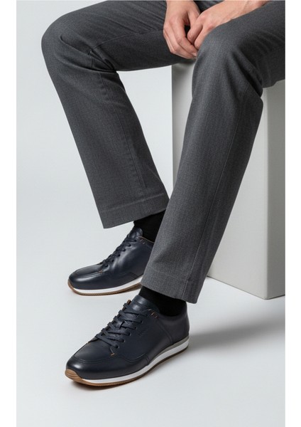 M21248 Deri Erkek Günlük Siyah Sneaker Aaykkabı