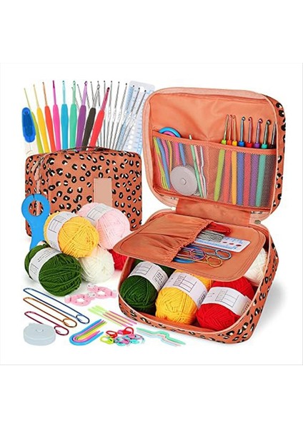 Tığ Işi Kit Yeni Başlayanlar Tığ Işi Kanca Seti, 58PCS Taşınabilir Tığ Işi Seti Ergonomik Kanca Seyahat Tığ Işi Malzemeleri (Yurt Dışından)