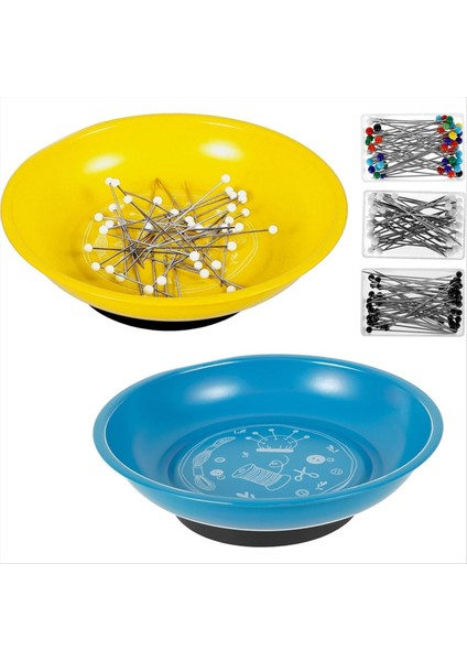 Manyetik Pim Tutucu Kase, Dikiş Için Pim Yastığı, Manyetik Pim Tutucu, 150PCS Top Kafası Düz Pimler, Dıy El Sanatları Için (Yurt Dışından)