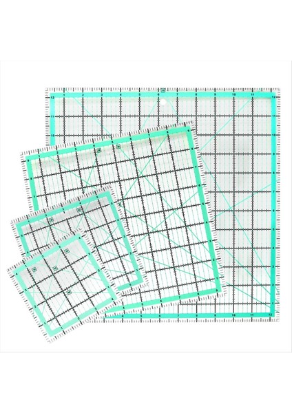 4pcs Square Quilting Cetvel (12.5/9.5/6/4.5inch) Dikiş Akrilik Cetvel Kayma Önleyici Cetvel Diy Kapitone Araçları (Yurt Dışından)
