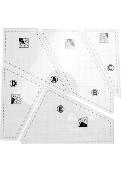 5pcs Yaratıcı Kapitone Kesme Şablonu Izgaraları Crazyer Sekizler Şablon Yorgan Cetveli Seti Kapitone Kesme Şablonları Akrilik (Yurt Dışından)