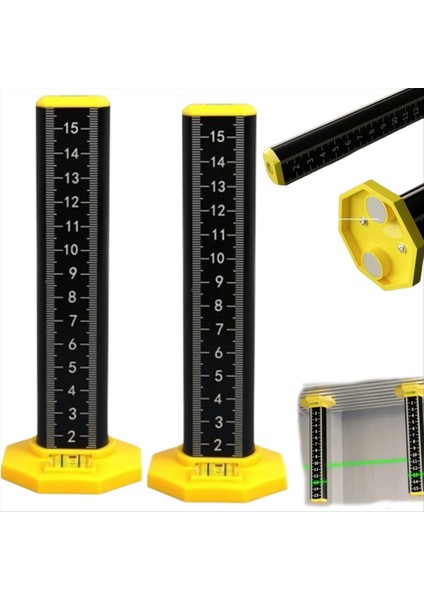 Tavan ve Zemin Karo Yüksekliği Cetveli, Çift Taraflı Ölçekli Çift Kullanım Manyetik Tabanlı Ölçüm Hükümdarı, Zemin Döşeme Kaldırma Için (Yurt Dışından)