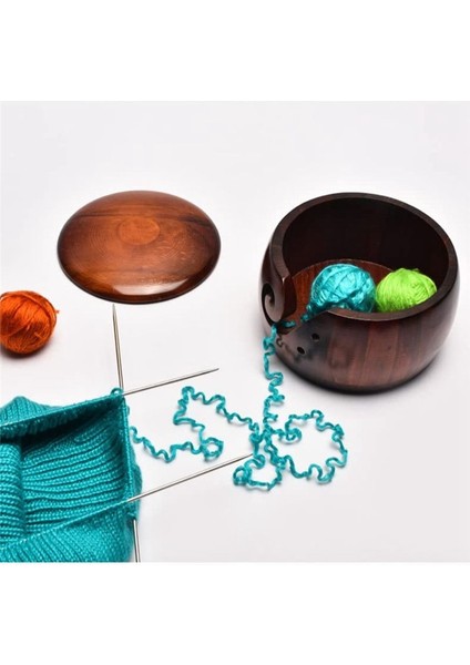 Ahşap Iplik Kase, Tığ Işi Iplik Iplik Kabı Tutucu El Yapımı Iplik Depolama Kasesi, Koyu Ahşap (Yurt Dışından) fırsatları