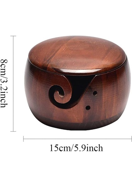 Ahşap Iplik Kase, Tığ Işi Iplik Iplik Kabı Tutucu El Yapımı Iplik Depolama Kasesi, Koyu Ahşap (Yurt Dışından) indirimleri