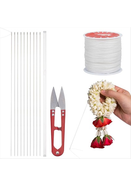 Lei Yapma Kiti Uzun Dikiş Ne Iğneler-Beyaz Kablo Mezuniyet Partisi Malzemeleri Çiçek Çelenk Bakımı Aksesuar B (Yurt Dışından)
