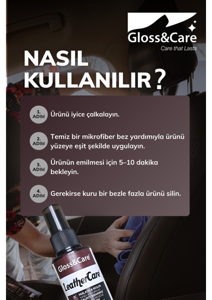 Leathercare™ Deri Döşeme Sütü Oto Döşeme Parlatıcı Yağlı Kalıntı Bırakmayan Koruyucu Formül 150 ml indirimleri