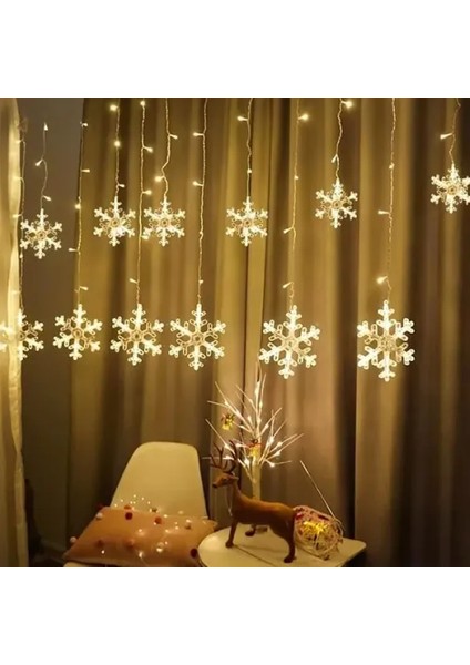 3 Metre Saçaklı Kar Tanesi Perde LED