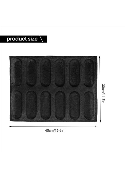 12 Delik Silikon Baget Pan-Yapışmaz Delikli Fransız Ekmek Tava Formları, Sosisli Sandviç Kalıpları, Pişirme Astarları Mat Ekmek Kalıp (Yurt Dışından)
